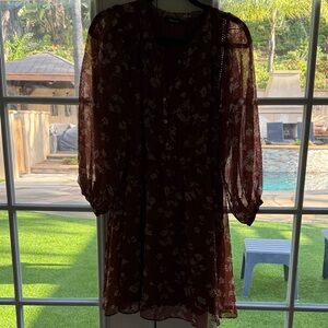 Madewell Brown Floral Long Sleeve Dress
